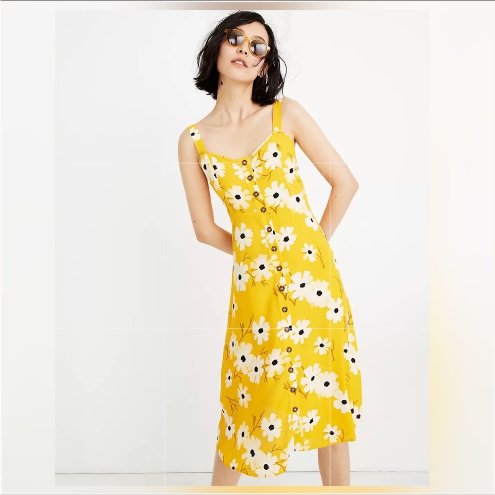 Madewell Ikat Floral Button Front Midi Dress